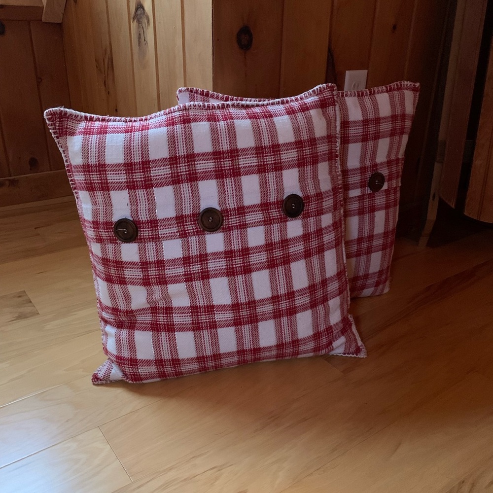 Two holiday throw pillows